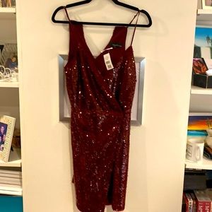 Adalyn Rae rich burgundy sequence dress